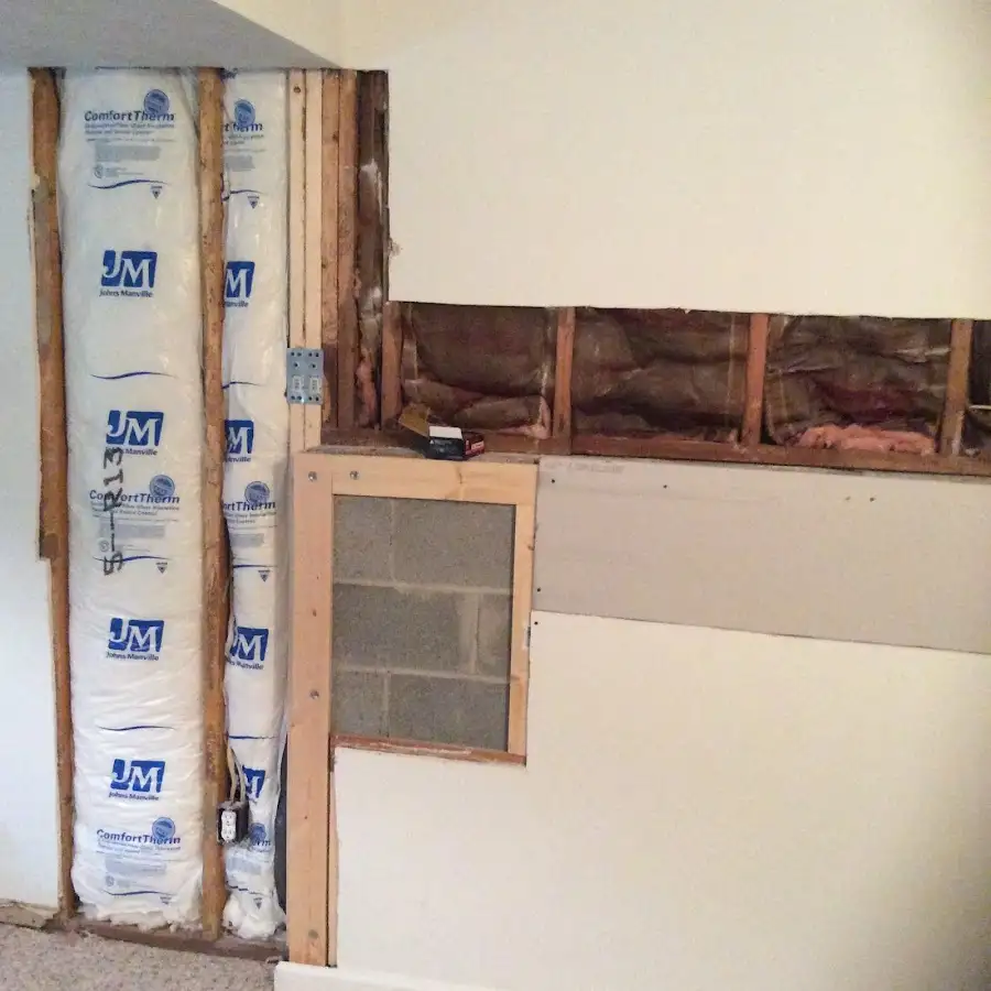 Wall insulation replacement during Basement Flood Cleanup in Middle Smithfield